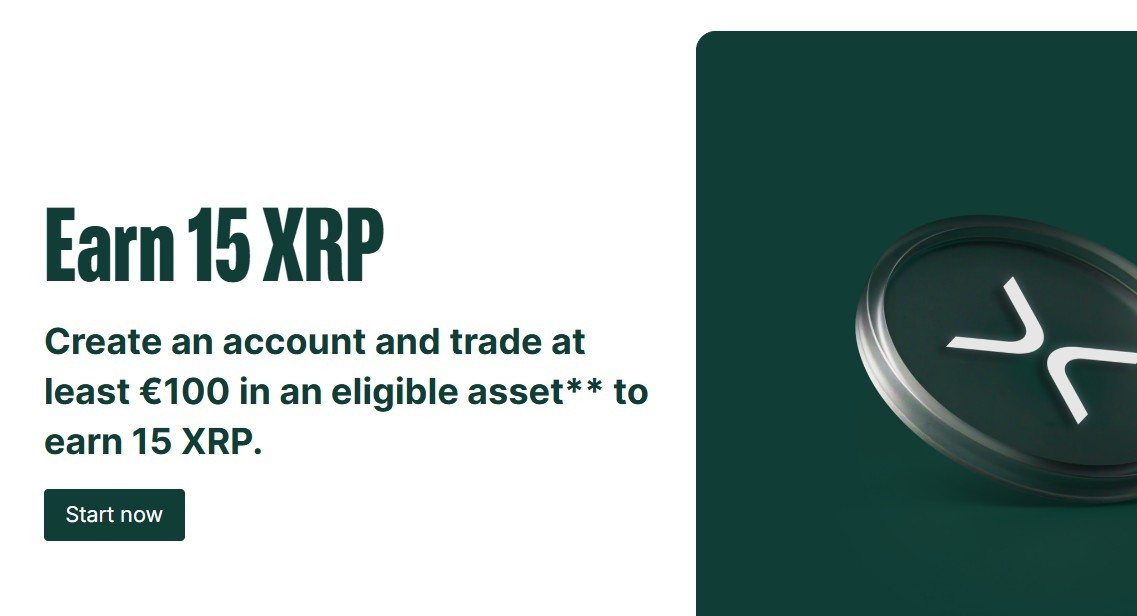Η προσφορά προώθησης της Bitpanda προσφέρει σε νέους χρήστες 20 ευρώ σε XRP για συναλλαγές αξίας 100 ευρώ.